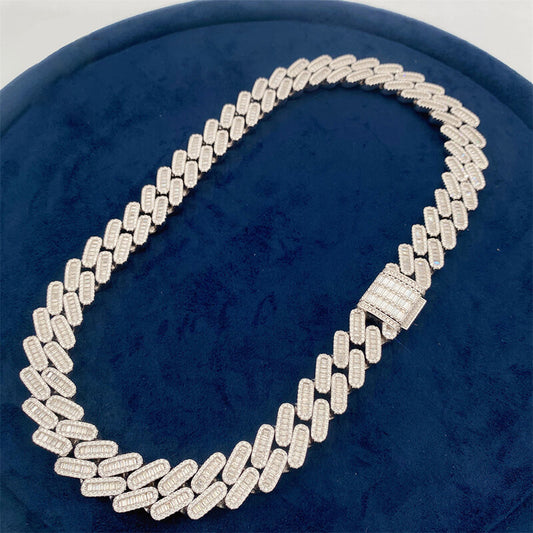 18mm width 925 silver Moissanite Cuban Bracelet