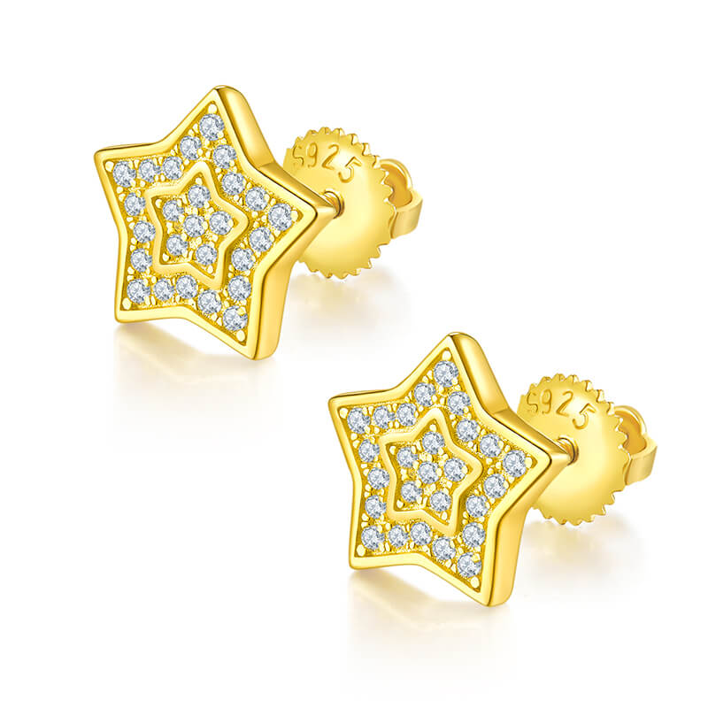 Star Shape Moissanite Stud Earring