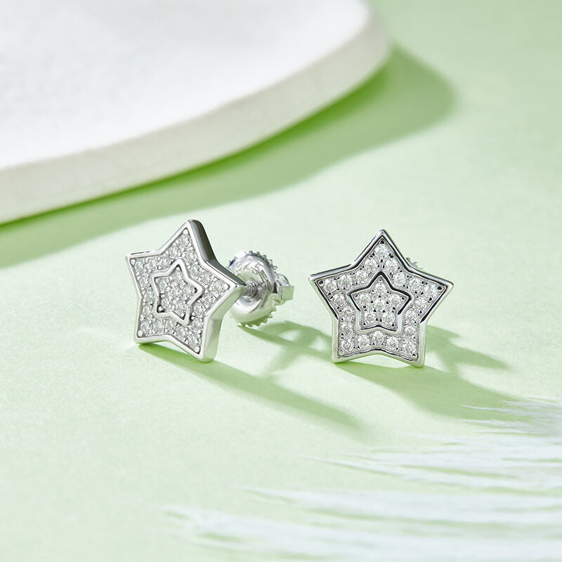 Star Shape Moissanite Stud Earring