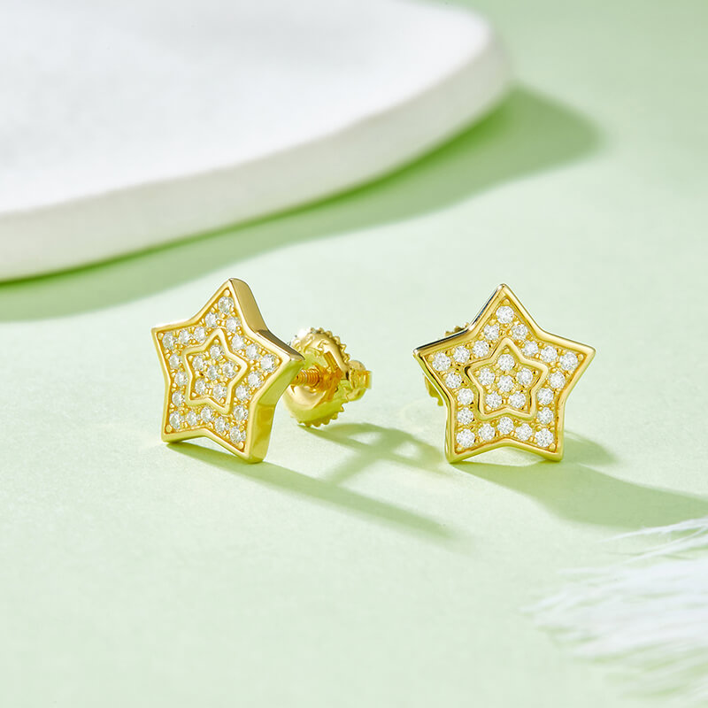 Star Shape Moissanite Stud Earring