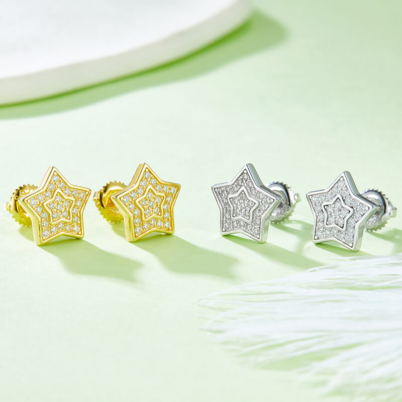 Star Shape Moissanite Stud Earring