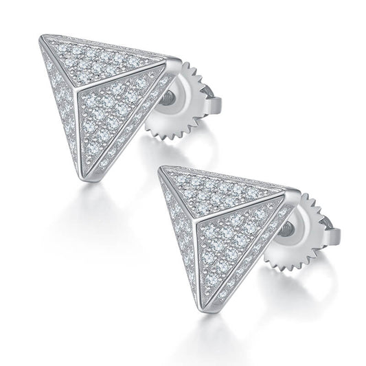 Triangular Pyramid Design Moissanite Stud Earring