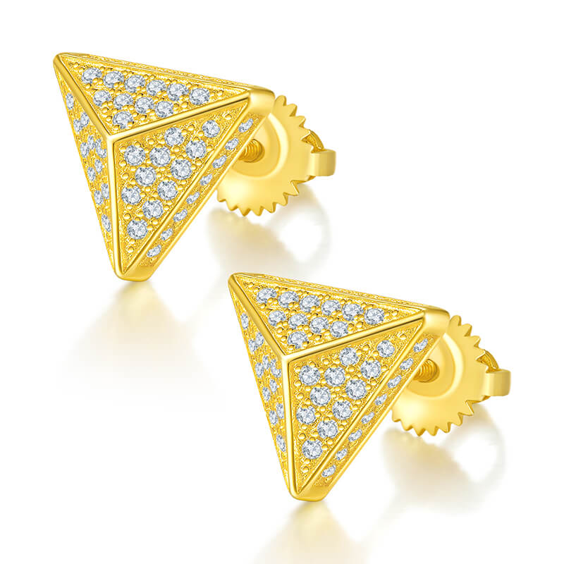 Triangular Pyramid Design Moissanite Stud Earring