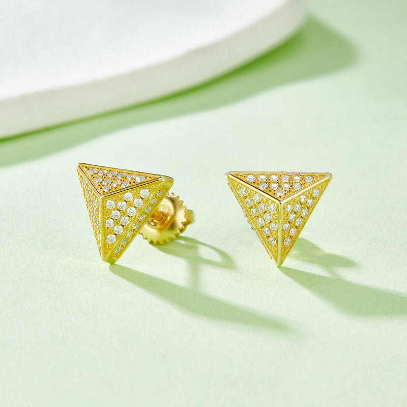 Triangular Pyramid Design Moissanite Stud Earring