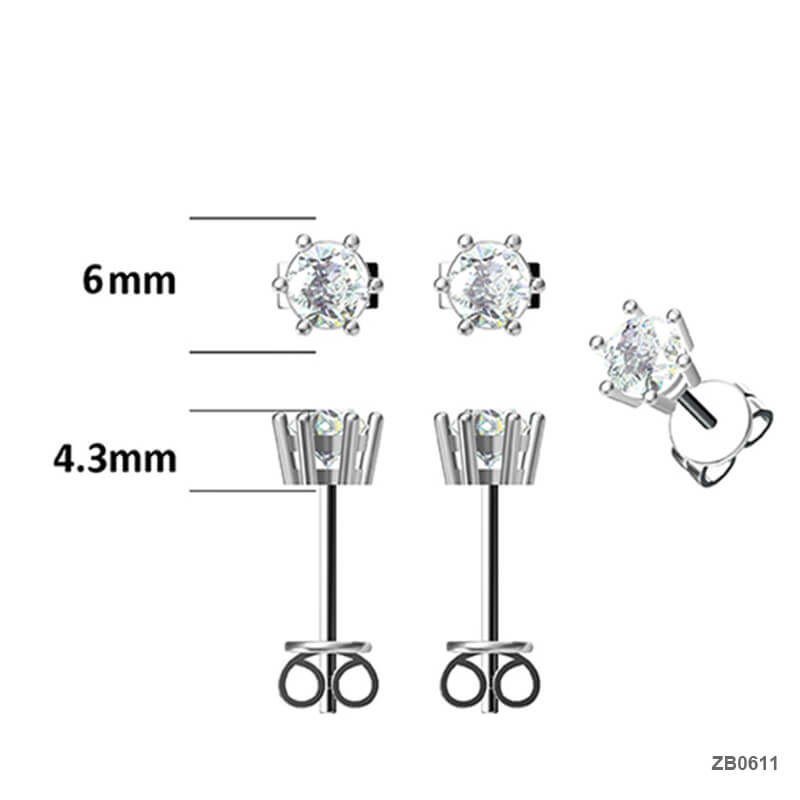 Classic 6Claws Round Cut Moissanite Stud Earring