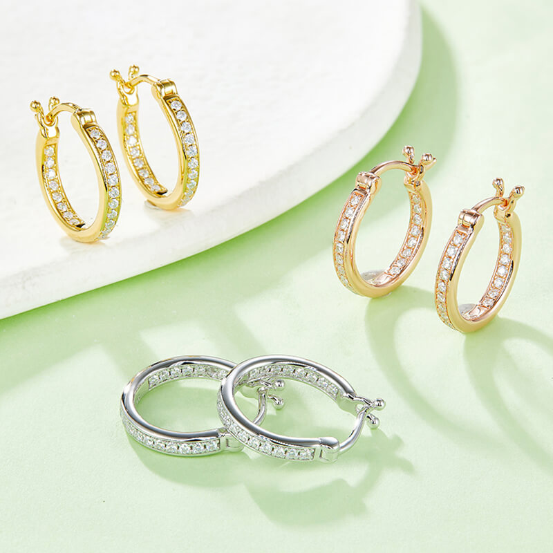 diamond huggie hoop earrings