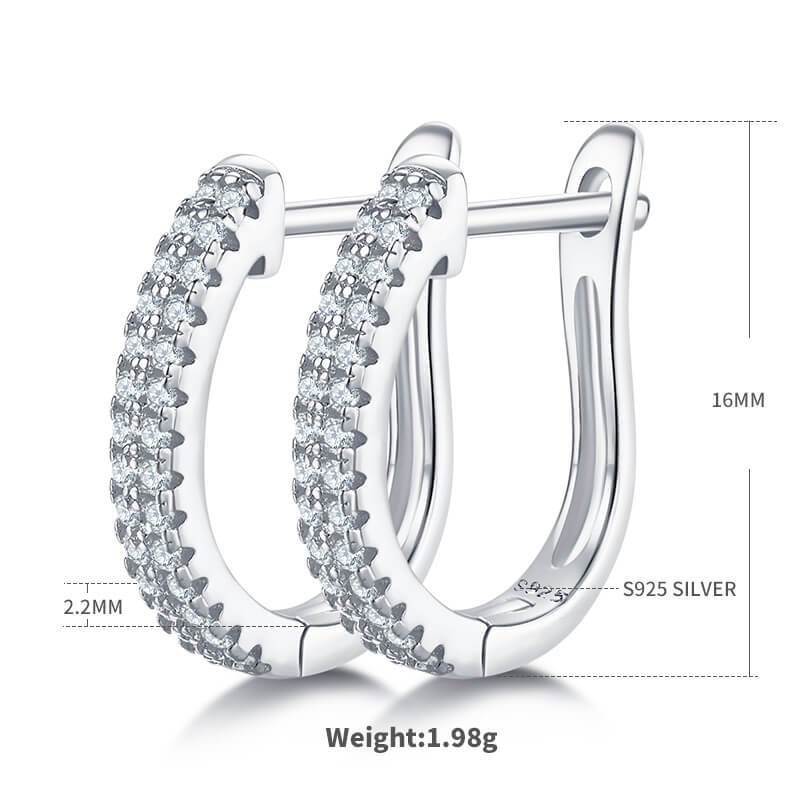 2-rows moissanite hoop earrings huggies