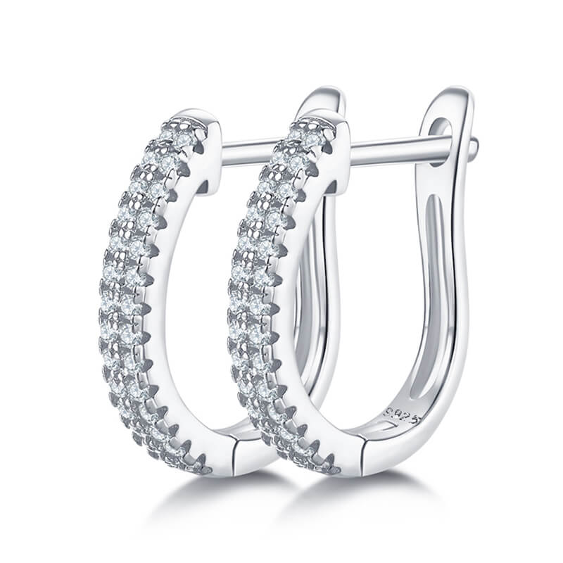 2-rows moissanite hoop earrings huggies