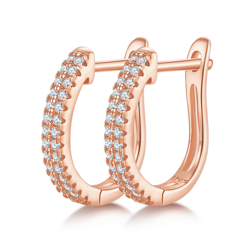2-rows moissanite hoop earrings huggies