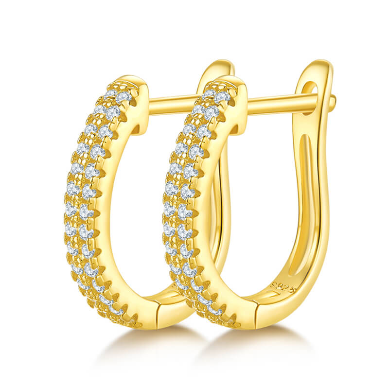 2-rows moissanite hoop earrings huggies