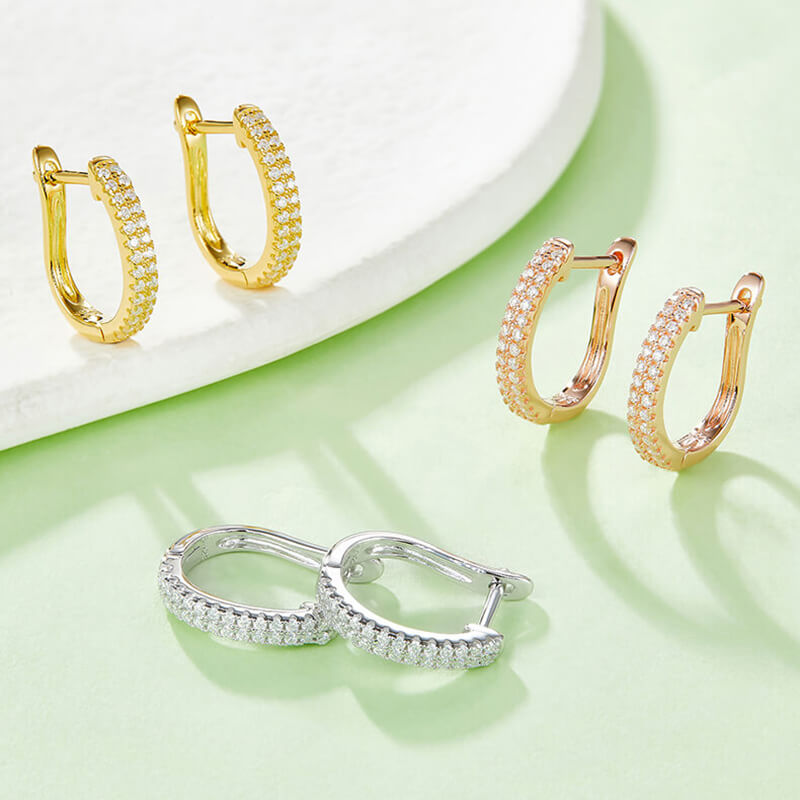 2-rows moissanite hoop earrings huggies
