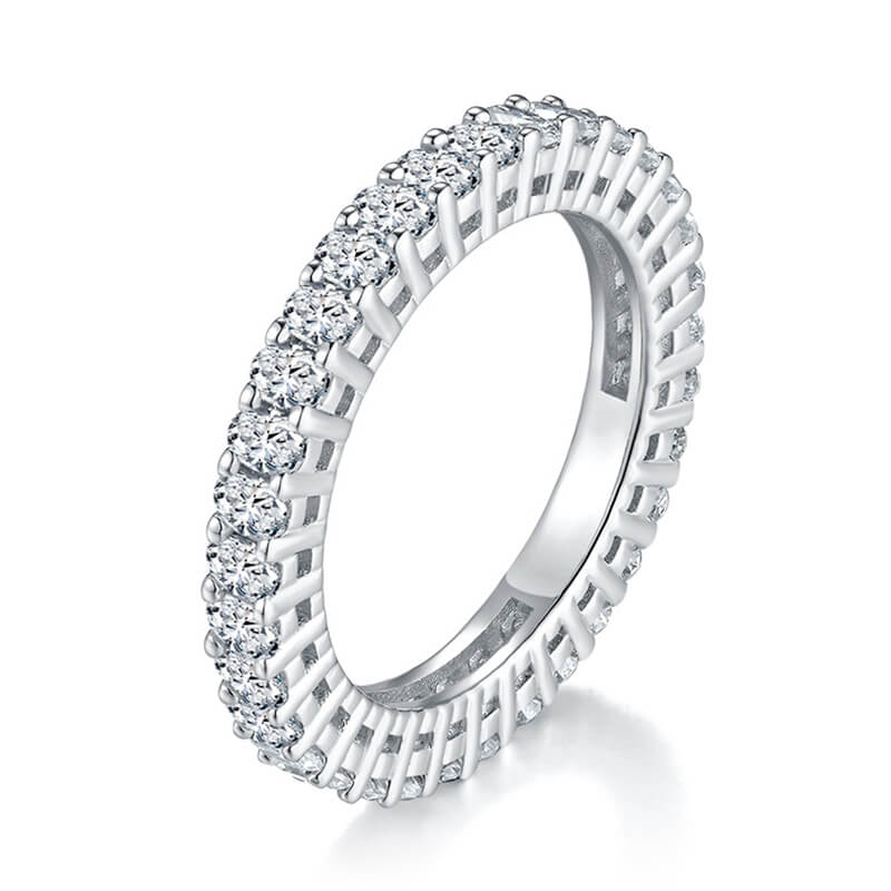 3.4ct 925 silver moissanite ring oval eternity band