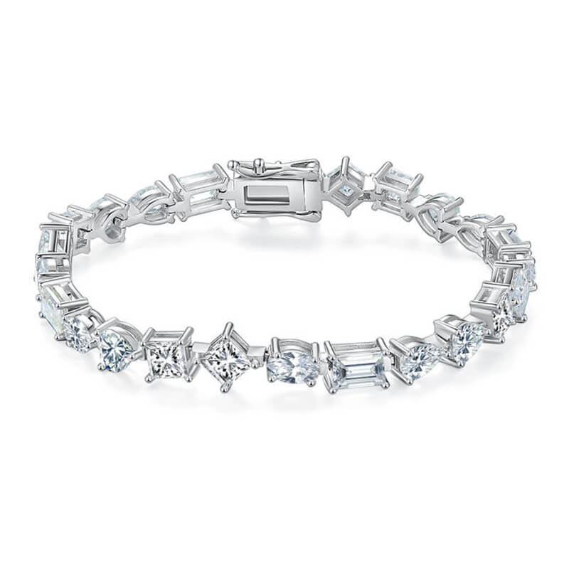 5mm oval heart pear square cut tennis chain bracelet