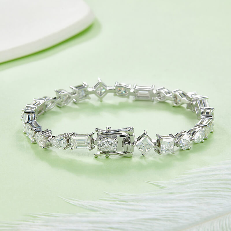 5mm oval heart pear square cut tennis chain bracelet