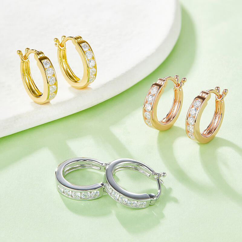 white gold huggie earrings