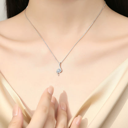 0.5CT Moissanite Banderole Design Pendant Necklace