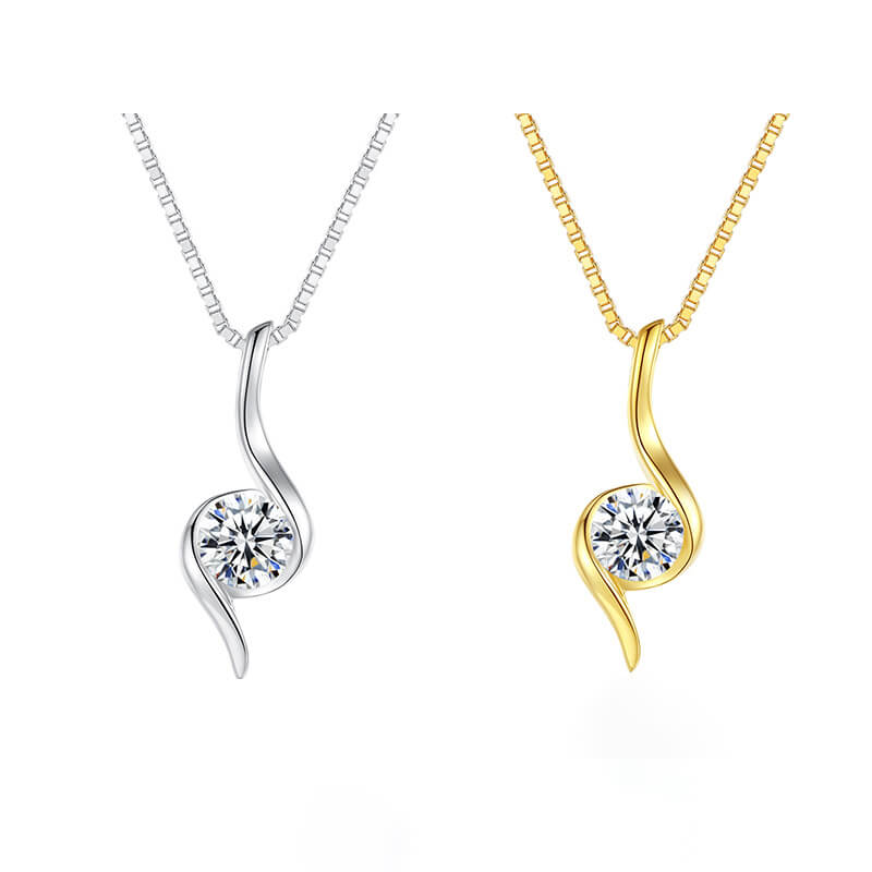 0.5CT Moissanite Banderole Design Pendant Necklace