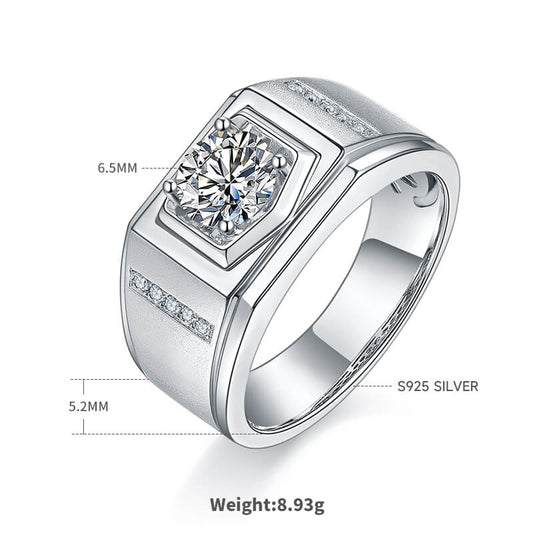 925 Silver Moissanite Men's Engagement Ring 1ct -JM0021