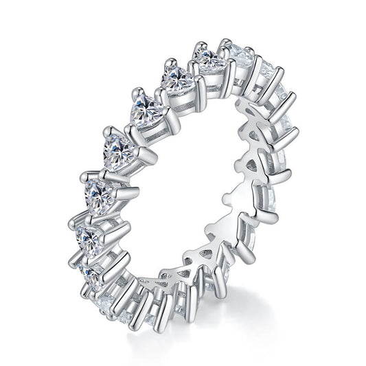 2.0ct Triangle Cut Full Eternity Ring 925 Silver Moissanite Ring