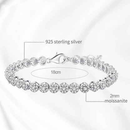 2mm moissanite Tennis Bracelet round shape with tiny diamond around