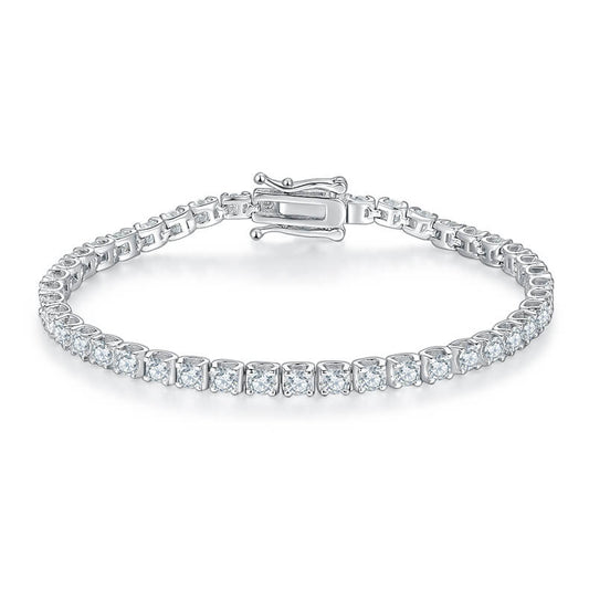 3mm 4mm 5mm round cut bull head moissanite tennis bracelet