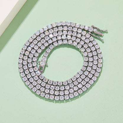 3mm 4mm 5mm round cut bull head moissanite tennis necklace