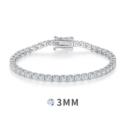 3mm 4mm 5mm round cut bull head moissanite tennis bracelet