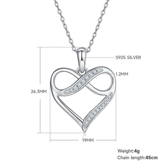 45cm 925 Silver Chain PaVe Setting 0.1CT Tiny Moissanite Pendant Heart Shape Necklace