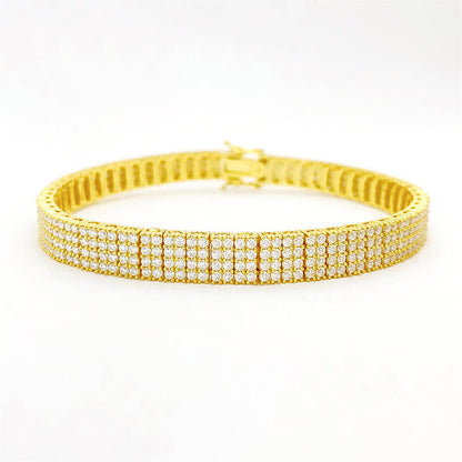 sterling silver moissanite cuban bracelet 4rows tinny diamonds