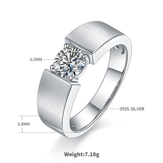 925 Silver Moissanite Men's Engagement Gemstone Ring 1ct -JM0023