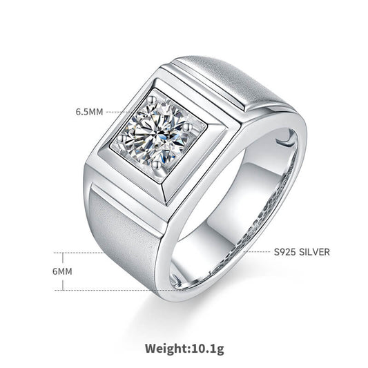 925 Silver D color vvs Moissanite Men's Wedding Ring -JM0016