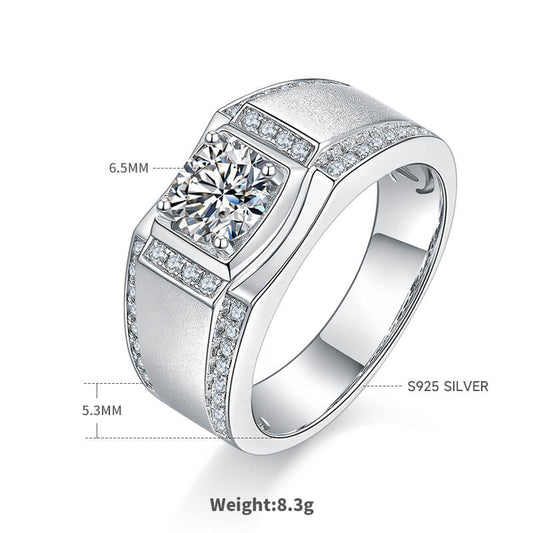 925 Silver Moissanite Men's Wedding Ring 1ct -JM0019