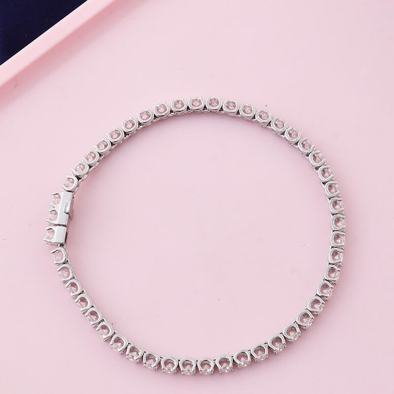 2mm 3mm 4mm round cut bull head moissanite tennis chain bracelet