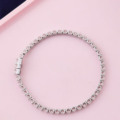 2mm 3mm 4mm round cut bull head moissanite tennis chain bracelet