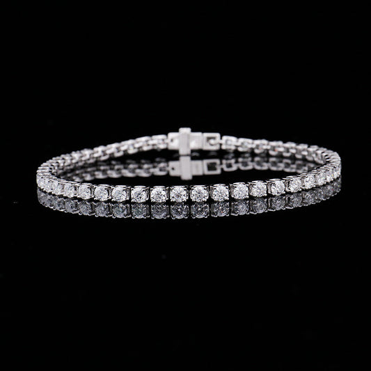2mm 3mm 4mm round cut bull head moissanite tennis chain bracelet