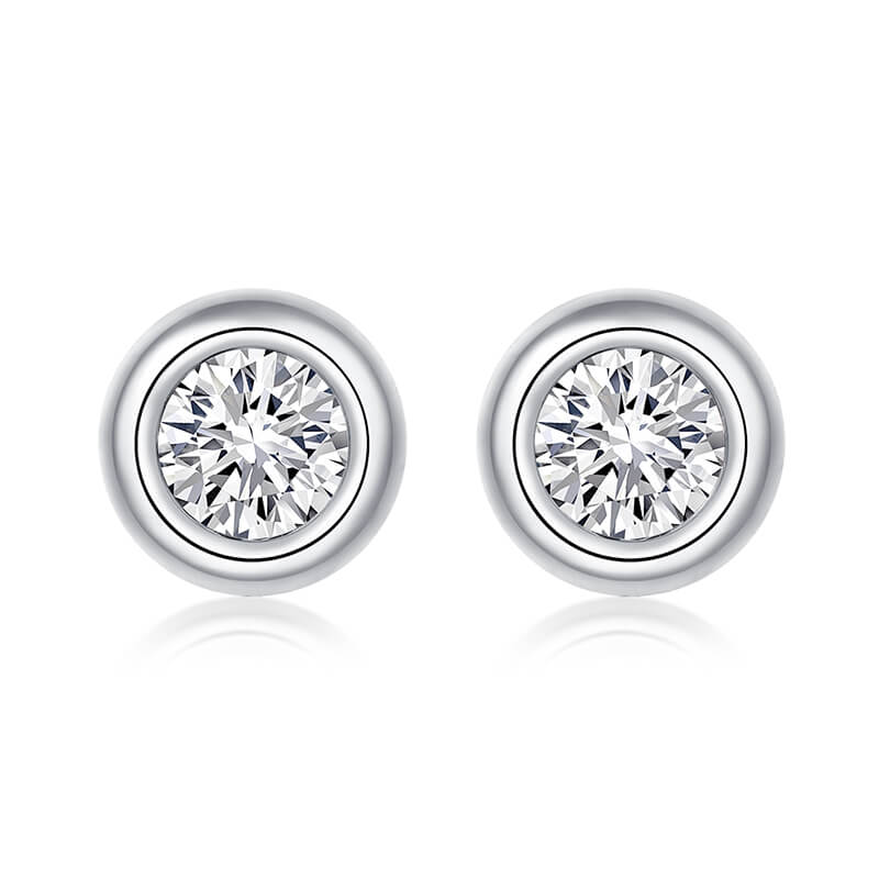 Bubble Design Round Moissanite Stud Earring Silver Rose Gold Color