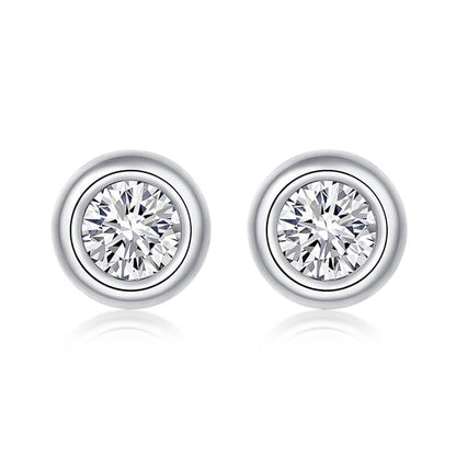 Bubble Design Round Moissanite Stud Earring Silver Rose Gold Color