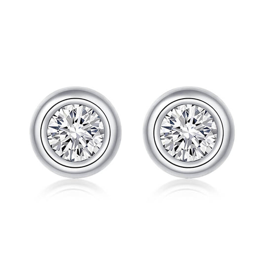 Bubble Design Round Moissanite Stud Earring Silver Rose Gold Color