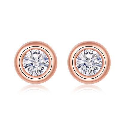 Bubble Design Round Moissanite Stud Earring Silver Rose Gold Color