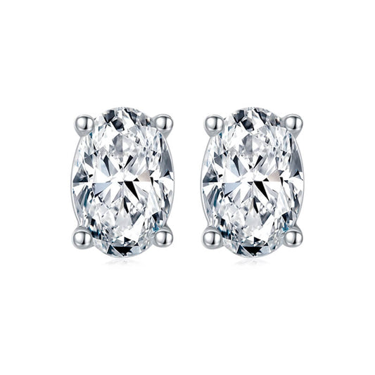 Classic Egg Shape Oval Cut Moissanite Stud Earring