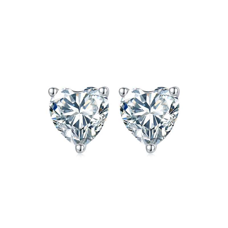 Classic Heart Shape Heart Cut Moissanite Stud Earring