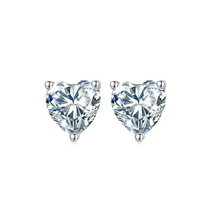 Classic Heart Shape Heart Cut Moissanite Stud Earring