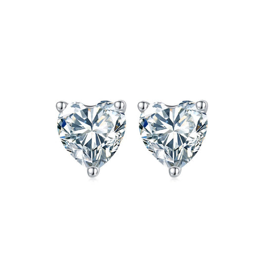 Classic Heart Shape Heart Cut Moissanite Stud Earring