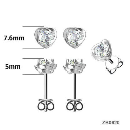 Classic Heart Shape Moissanite Stud Earring with Tiny Diamond Around