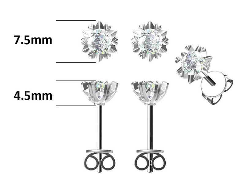 Classic Snowflake Design Round Cut Moissanite Stud Earring