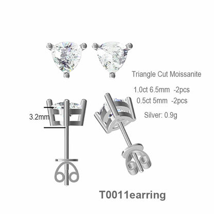 Classic Triangle Cut Moissanite Stud Earring