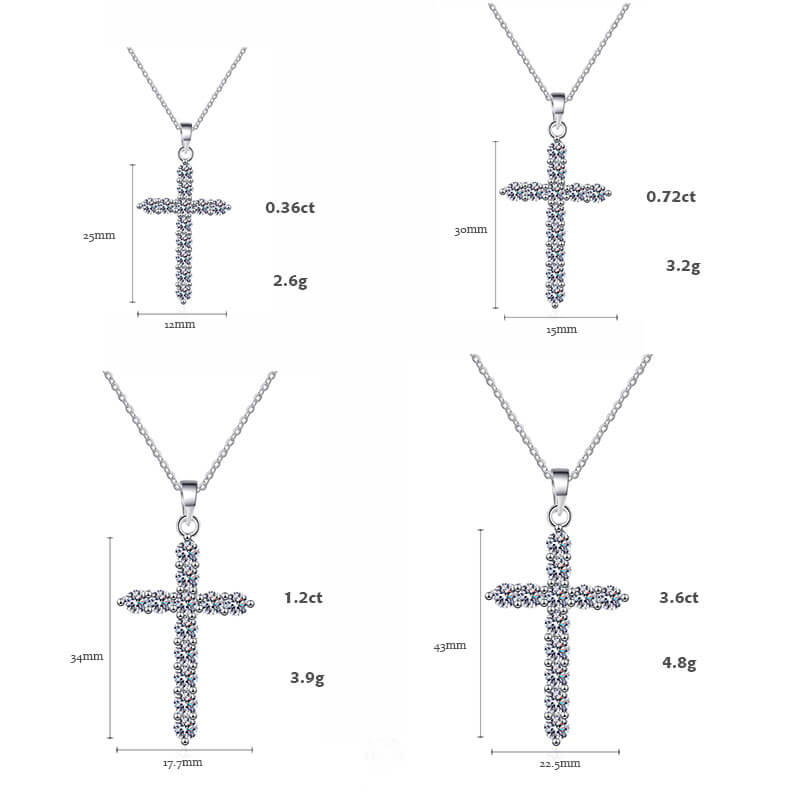 0.36ct 0.72ct 1.2ct 3.6ct Cross Pendant Necklace