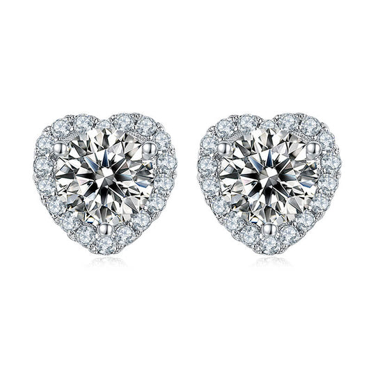 Elegant Heart Shape Moissanite Stud Earring