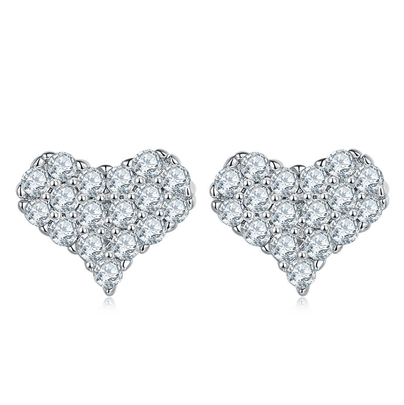 Fashion Heart Shape Tiny Moissanite Stud Earring