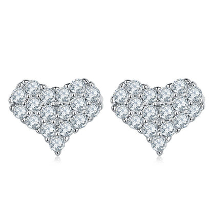 Fashion Heart Shape Tiny Moissanite Stud Earring